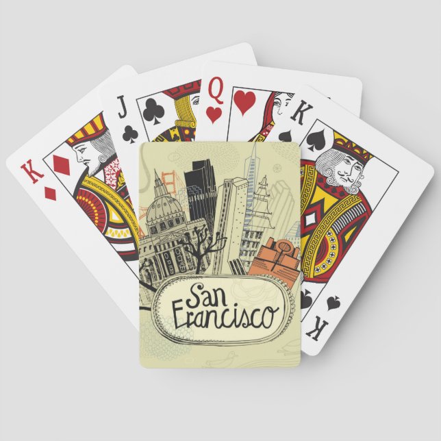 Baraja De Cartas San Francisco dibujado mano (Reverso)