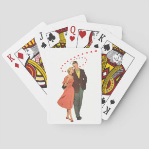 Baraja De Cartas San Valentín vintage, corazones flotantes romántic