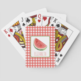 Baraja De Cartas Sandía de Verano y Cuadros de Gingham Rojo