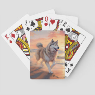 Baraja De Cartas Sandy Paws Perro Malamute de Alaska en la puesta d