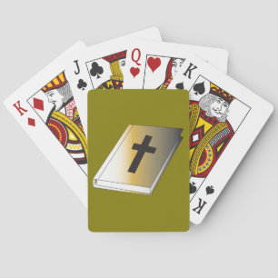Baraja De Cartas Santa Biblia de oro con Cruz Negra Religiosa