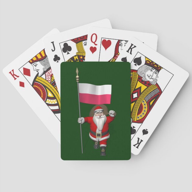 Baraja De Cartas Santa Claus Con Bandera De Polonia (Reverso)