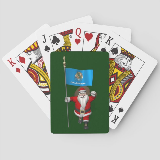 Baraja De Cartas Santa Claus Con El Diseño De Oklahoma (Reverso)