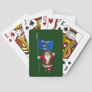 Baraja De Cartas Santa Claus Con El Firme De Wisconsin
