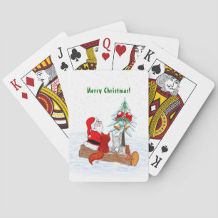 Baraja De Cartas Santa Claus con Fox de Conejo y Squirrel