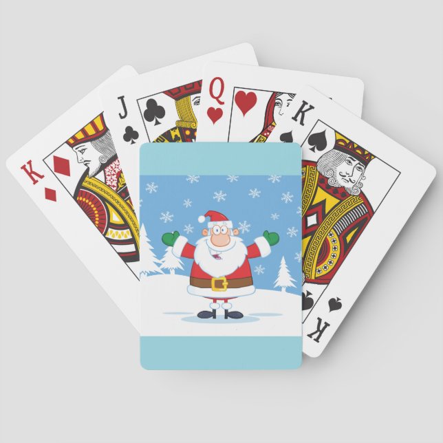 Baraja De Cartas Santa Claus in Snowy Winter Scene (Reverso)