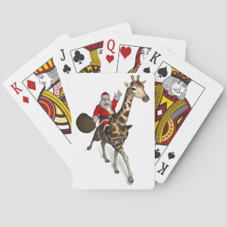 Baraja De Cartas Santa Claus montando una jirafa