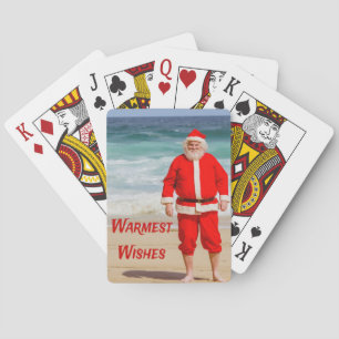 Baraja De Cartas Santa Cláusula en Beach Warmest Desearía un humor 