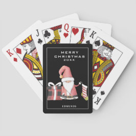 Baraja De Cartas Santa Gnome festivo lindo en rojo