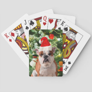 Baraja De Cartas Santa Hat Bulldog Árbol de Navidad Snowman Gift Bo