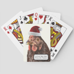 Baraja De Cartas Santa Hat Christmas Chicken