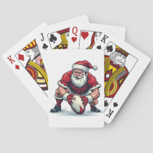 Baraja De Cartas Santa jugando fútbol fantasía jugador de Navidad