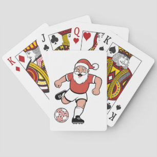 Baraja De Cartas Santa jugando fútbol jugador de Navidad deporte