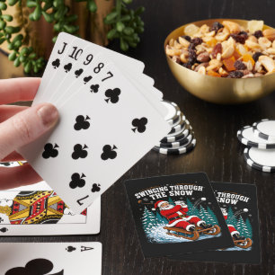 Baraja De Cartas Santa jugando golf Feliz Navidad golfista