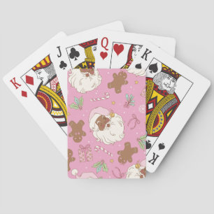 Baraja De Cartas Santa Negro de Navidad en Rosa Pastel