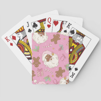 Baraja De Cartas Santa Negro de Navidad en Rosa Pastel