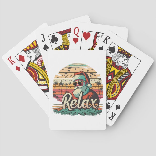 Baraja De Cartas Santa Retro con un título Relájate (Reverso)