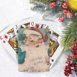 Baraja De Cartas Santa retro vintage con Navidades de caña de caram