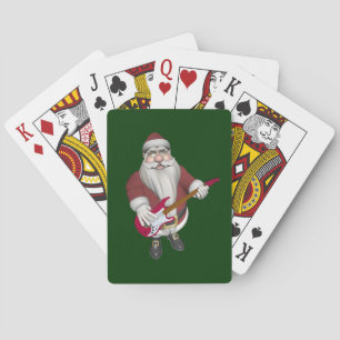Baraja De Cartas Santa Rock Star con guitarra eléctrica roja