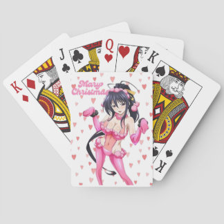 Baraja De Cartas Santa Sexy Navidad Feliz Corazón Rosa Diva Anime
