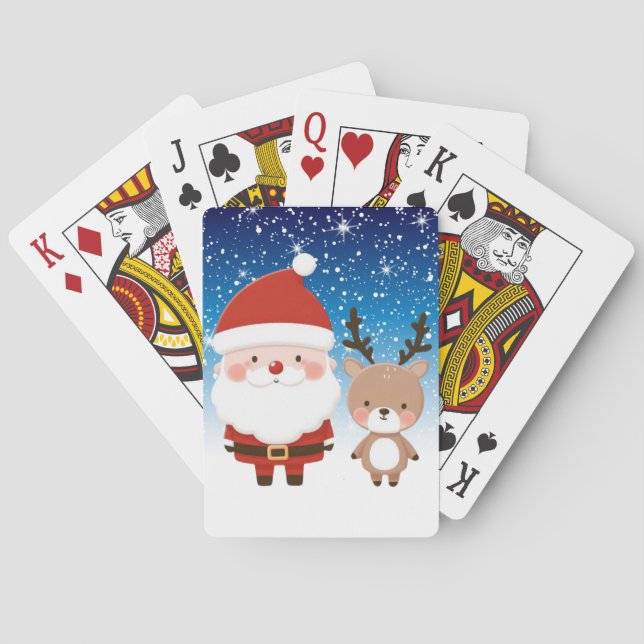 Baraja De Cartas Santa y reno Navidades (Reverso)