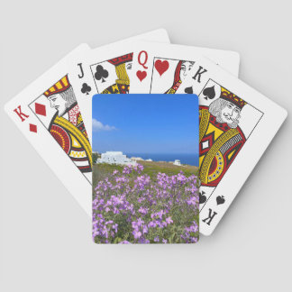 Baraja De Cartas Santorini Grecia Edificio Blanco Morado Flor salva