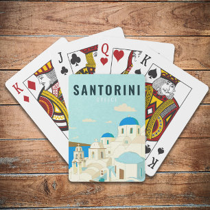 Baraja De Cartas Santorini Grecia Island Vintage Travel Souvenir