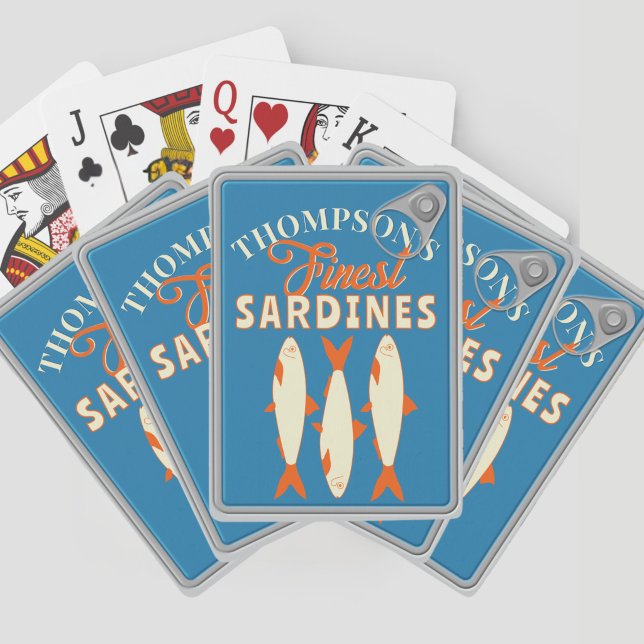 Baraja De Cartas Sardines Tinned Fish Custom Poker Deck of Cards  (Fun personalized Sardines Tinned Fish Deck of Playing Cards. )