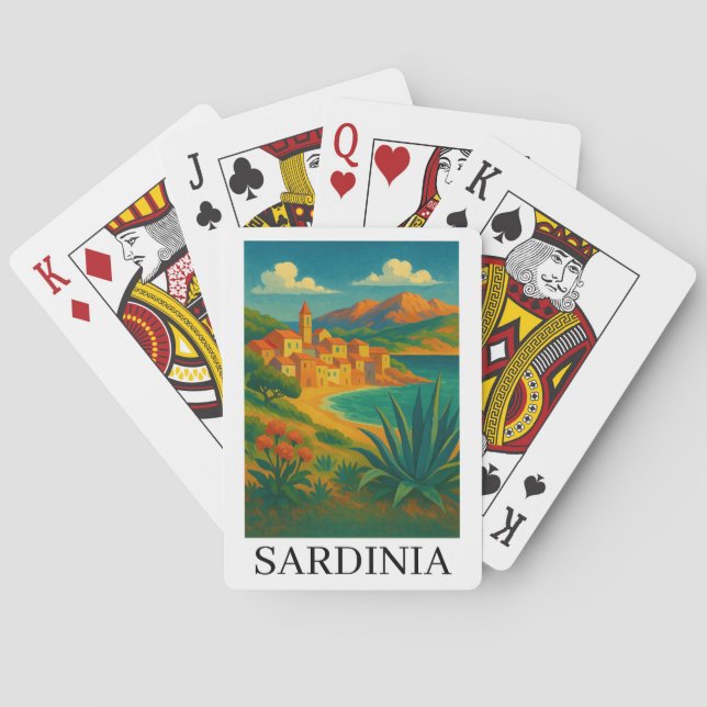 Baraja De Cartas Sardinia Italy VIntage Travel Art (Reverso)