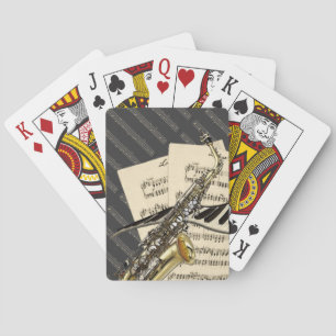 Baraja De Cartas Saxofón y música del piano