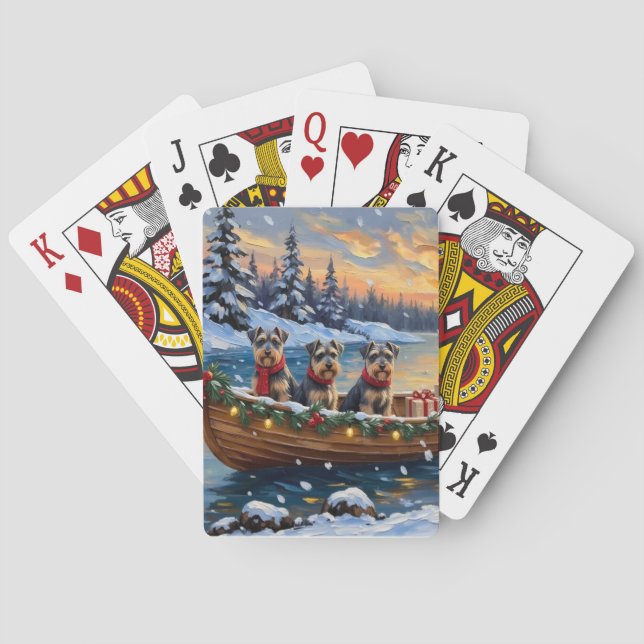 Baraja De Cartas Schnauzer Christmas Boat Holiday (Reverso)