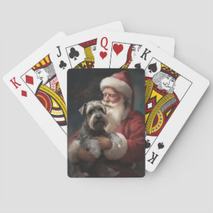 Baraja De Cartas Schnauzer con Santa Claus Festivo de Navidad