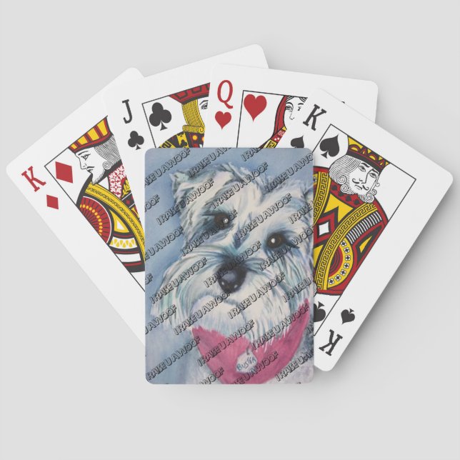 BARAJA DE CARTAS SCHNAUZER DE PLATA MINIATURA (Reverso)