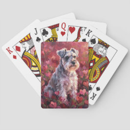 Baraja De Cartas Schnauzer Heart Shaped Wildflowers
