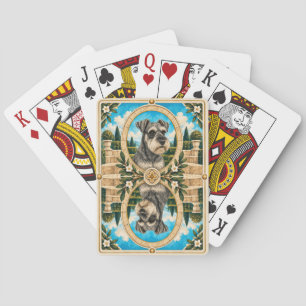 Baraja De Cartas Schnauzer Miniatura, Arte de Perro Acuarela Vintag