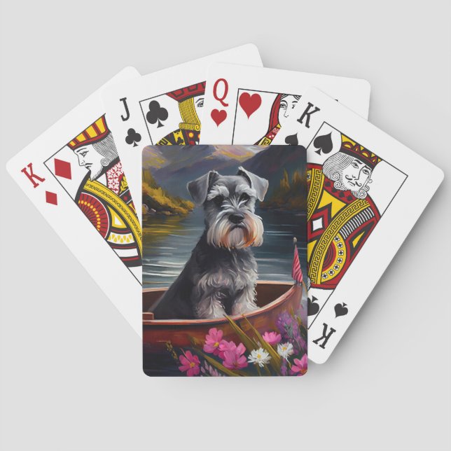 Baraja De Cartas Schnauzer sobre un remo: una aventura escénica (Reverso)