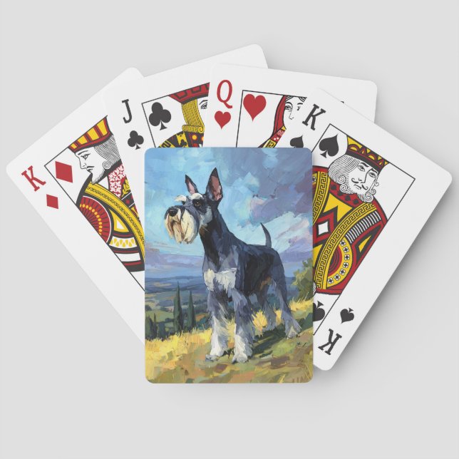 Baraja De Cartas Schnauzer Sunlit Countryside Landscape Art (Reverso)