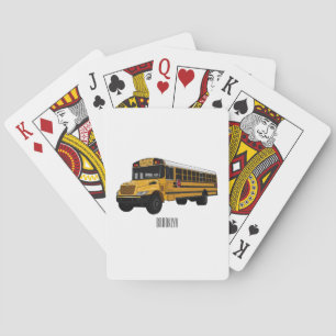 Baraja De Cartas School bus cartoon illustration