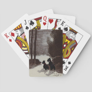 Baraja De Cartas Scotties on Surreal Winter Night
