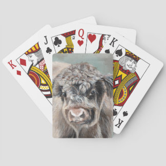 Baraja De Cartas Scottish Highland Cow on Green