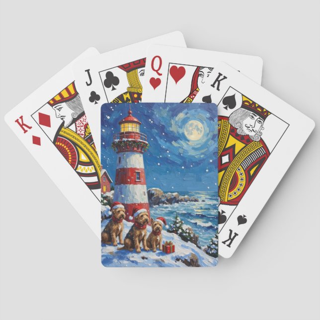 Baraja De Cartas Scottish Terrier Christmas Lighthouse Holiday (Reverso)