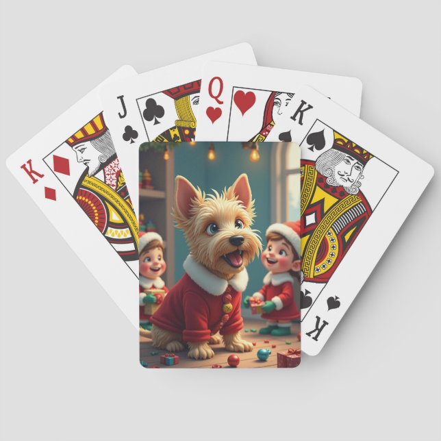 Baraja De Cartas Scottish Terrier Helping Santa’s Elves Christmas (Reverso)