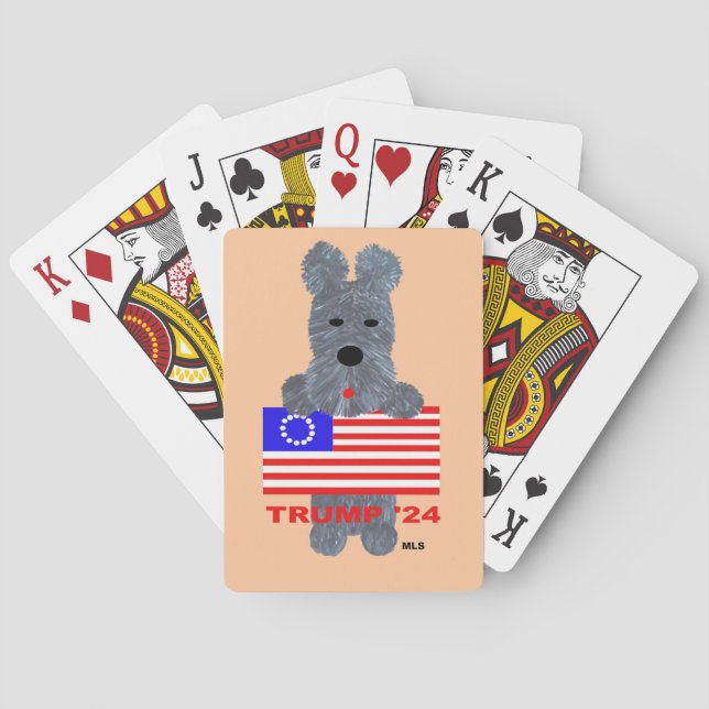 Baraja De Cartas Scottish Terrier/Trump '24 Jugando cartas. (Reverso)