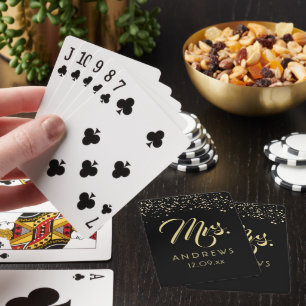 Baraja De Cartas Script Black Gold Mrs boda Jugando Tarjetas