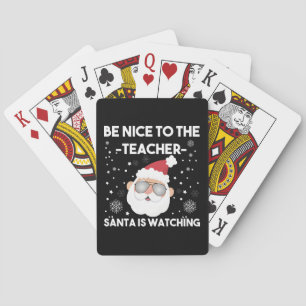Baraja De Cartas Sé agradable con el profesor Santa está observando
