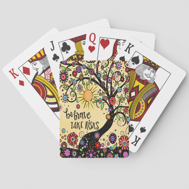 Baraja De Cartas Sé valiente, arriesga un árbol alegre (Reverso)