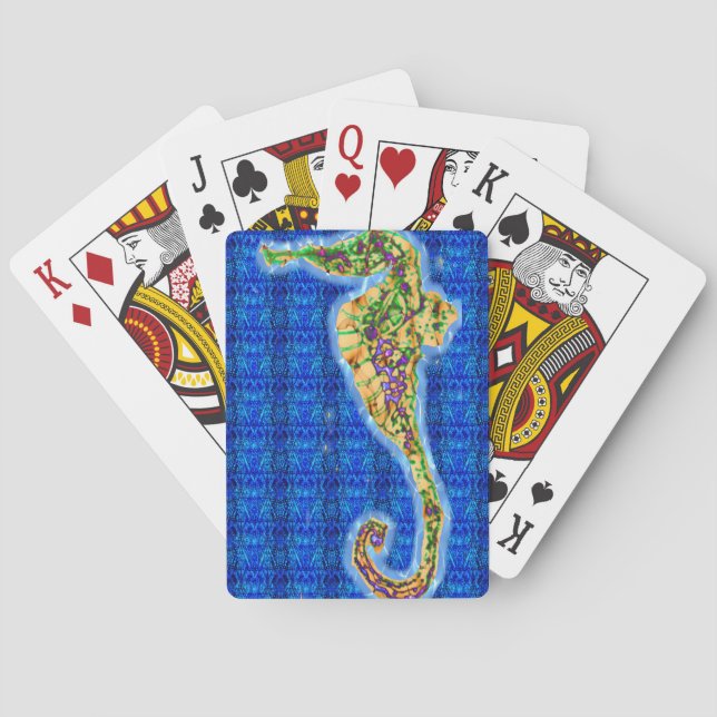 Baraja De Cartas Seahorse en modelo azul (Reverso)