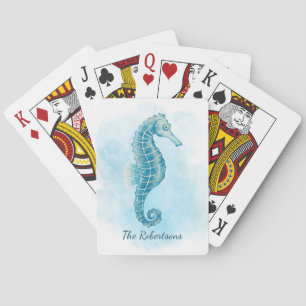 Baraja De Cartas Seahorse Ocean Watercolor Personalizado