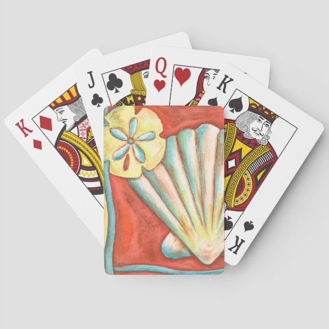 Baraja De Cartas Seashells anaranjados rústicos (Reverso)
