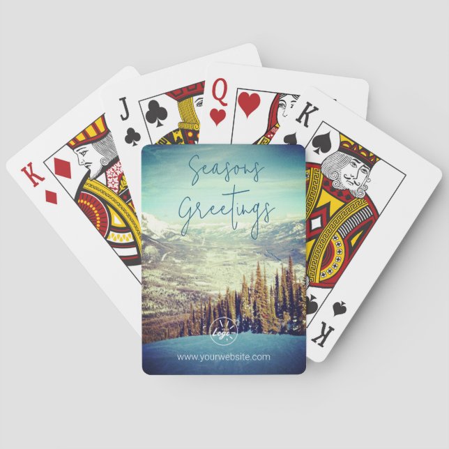 Baraja De Cartas Seasons Greetings Photo Personalizado-Branded (Reverso)